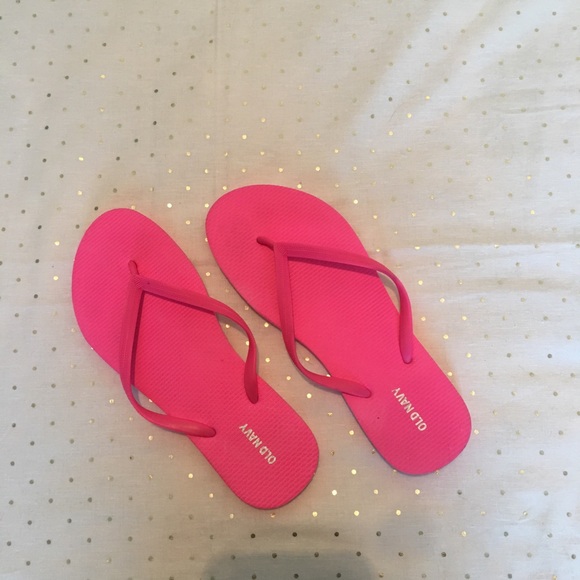 neon pink flip flops